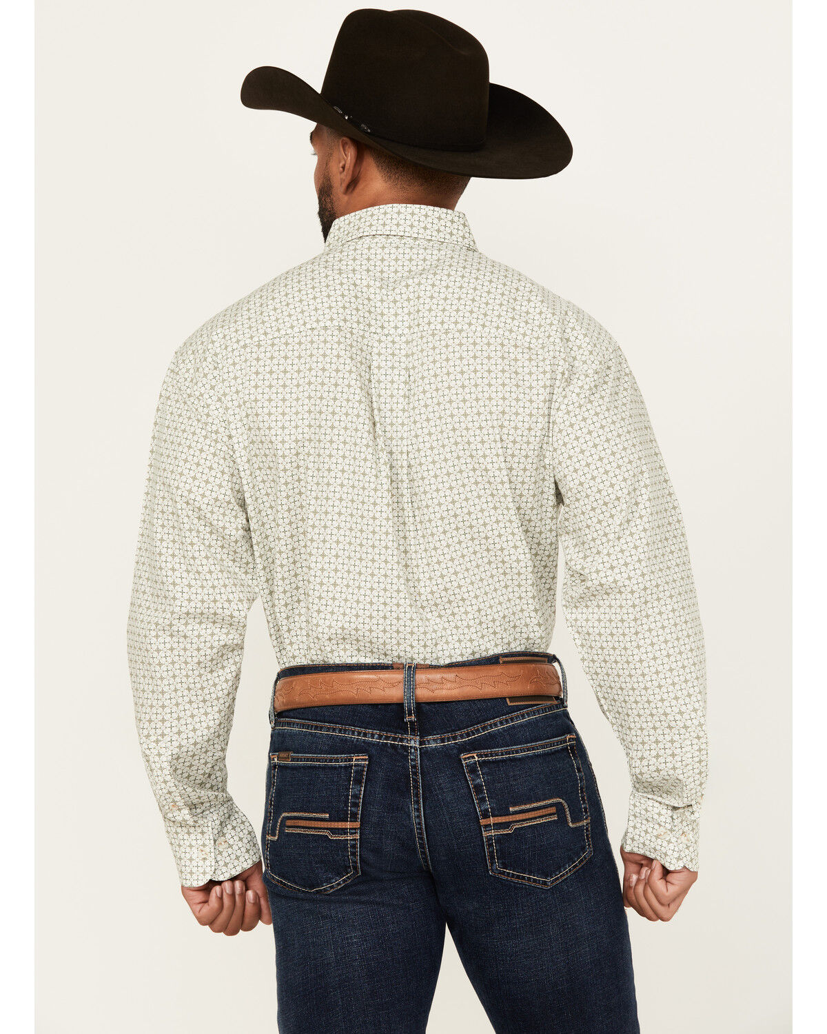 Image #4 - George Strait by Wrangler Men's Medallion Print Long Sleeve Button-Down Western Shirt, White, hi-res