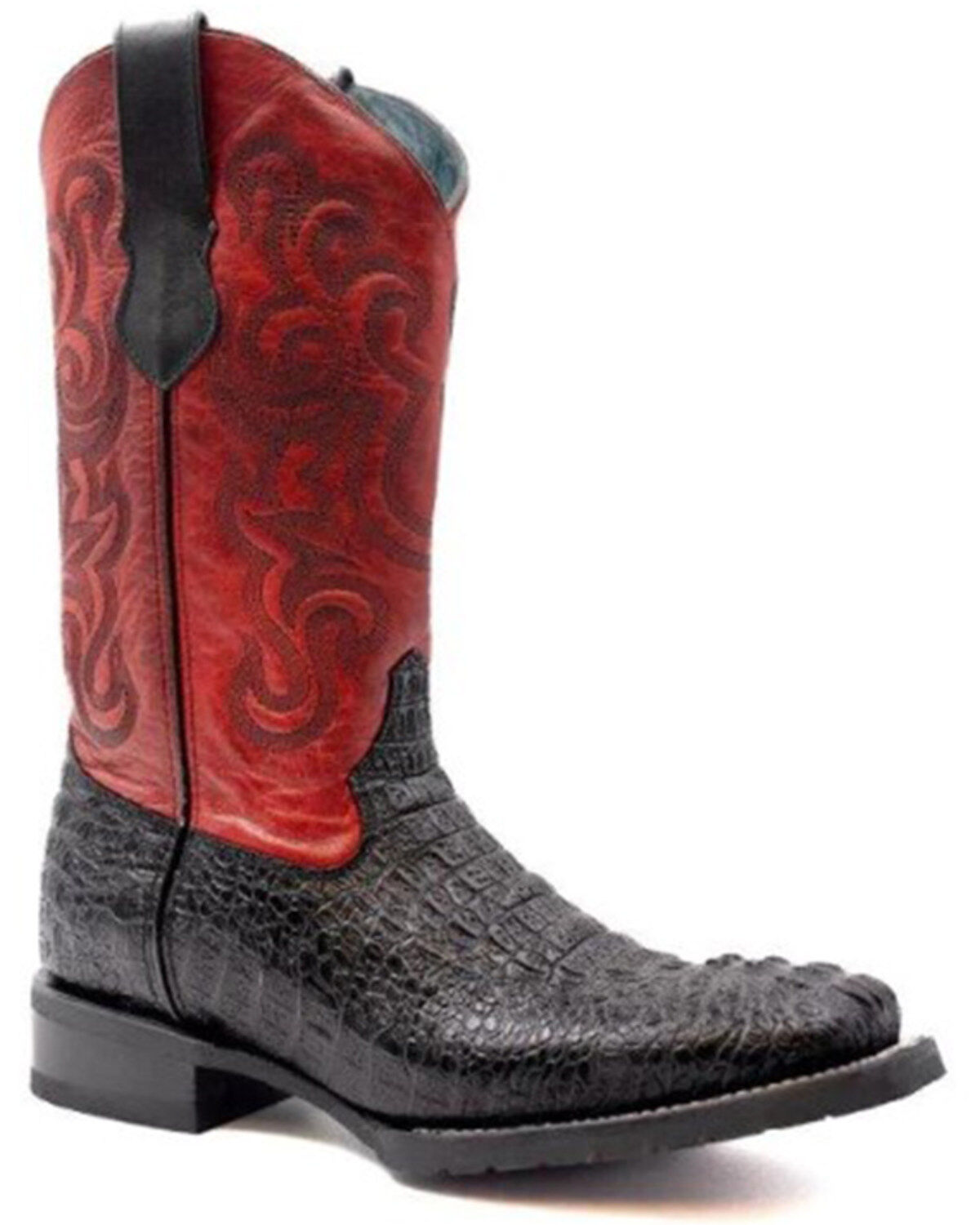 Image #1 - Ferrini Men's Crocodile Print Western Boots - Broad Square Toe, Black, hi-res