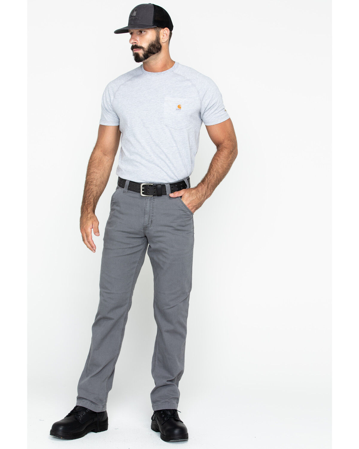Image #5 - Carhartt Men's Rugged Flex&reg; Rigby Dungaree Stretch Work Pants - Big, Grey, hi-res