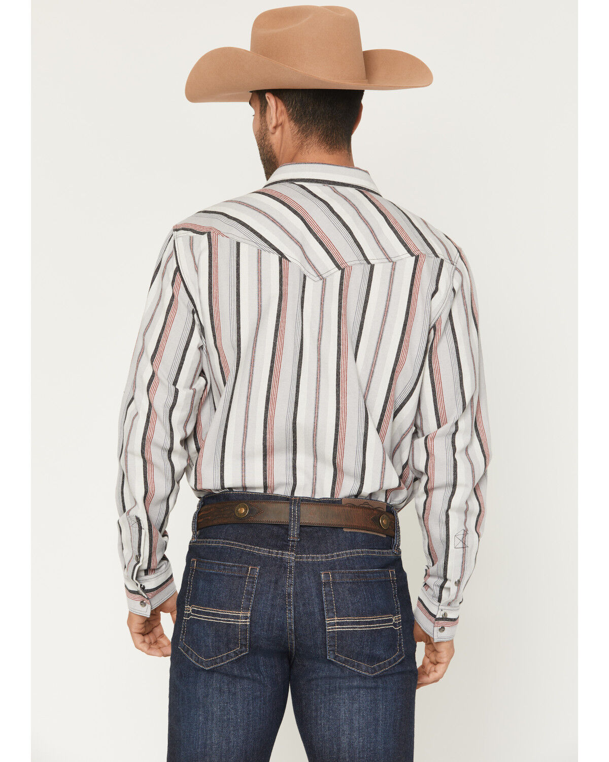 Image #4 - Cody James Men's Saddle Ridge Striped Print Long Sleeve Snap Western Shirt - Big, Grey, hi-res