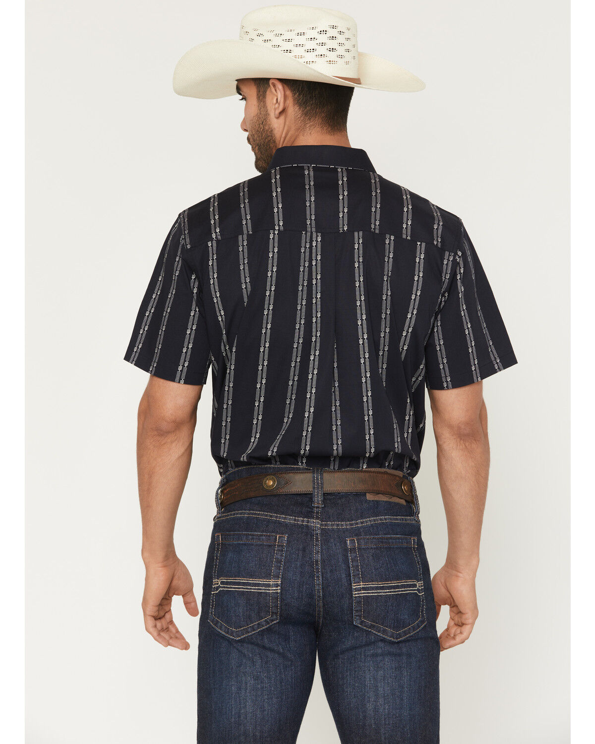 Image #4 - Cody James Men's Colorado Ridge Striped Short Sleeve Button-Down Stretch Western Shirt, Dark Blue, hi-res