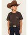 Image #1 - Ariat Boys'  Flag Logo Short Sleeve Graphic Print T-Shirt , Black, hi-res