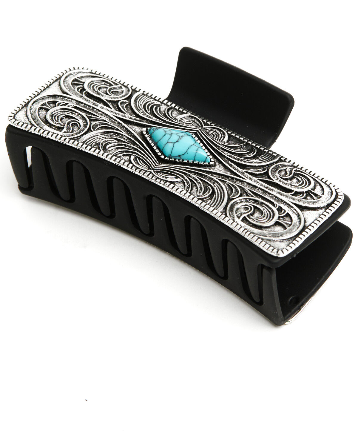 Image #2 - Idyllwind Women's Riverbend Inlay Metal Claw Clip, Silver, hi-res