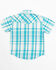 Image #3 - Shyanne Toddler Girls' Embroidered Plaid Print Short Sleeve Western Pearl Snap Shirt, Turquoise, hi-res