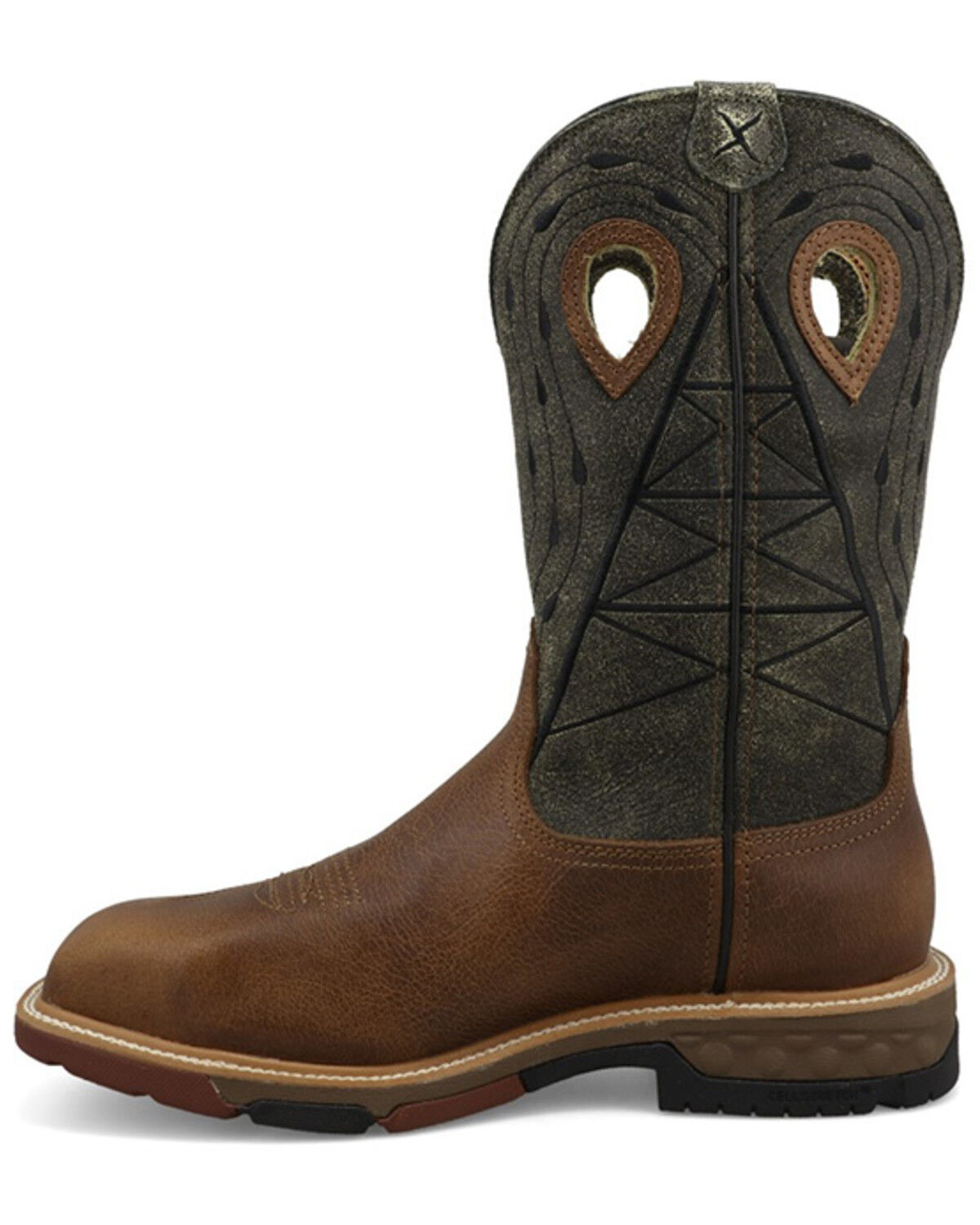 Image #3 - Twisted X Men's 12" Western Work Boots - Nano Composite Toe, Brown, hi-res
