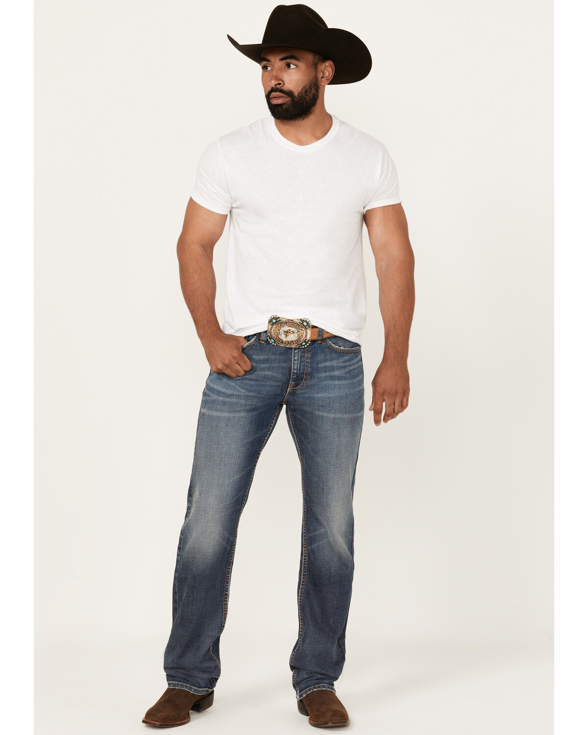 Image #1 - Moonshine Spirit&reg; Men's Cantina Wash Decker Slim Straight Stretch Denim Jeans, Medium Wash, hi-res