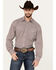 Image #1 - Stetson Men's Geo Print Long Sleeve Pearl Snap Western Shirt, Red, hi-res