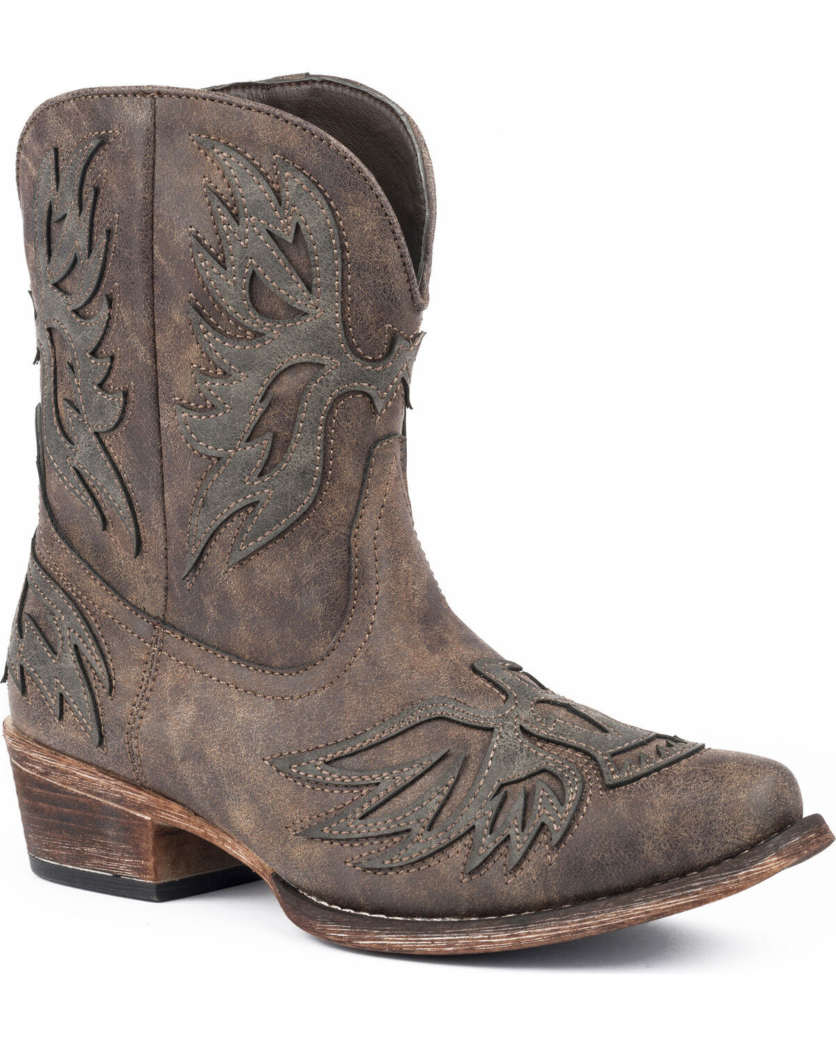 Roper Women's Amelia Eagle Overlay Western Boots - Snip Toe, Brown, hi-res