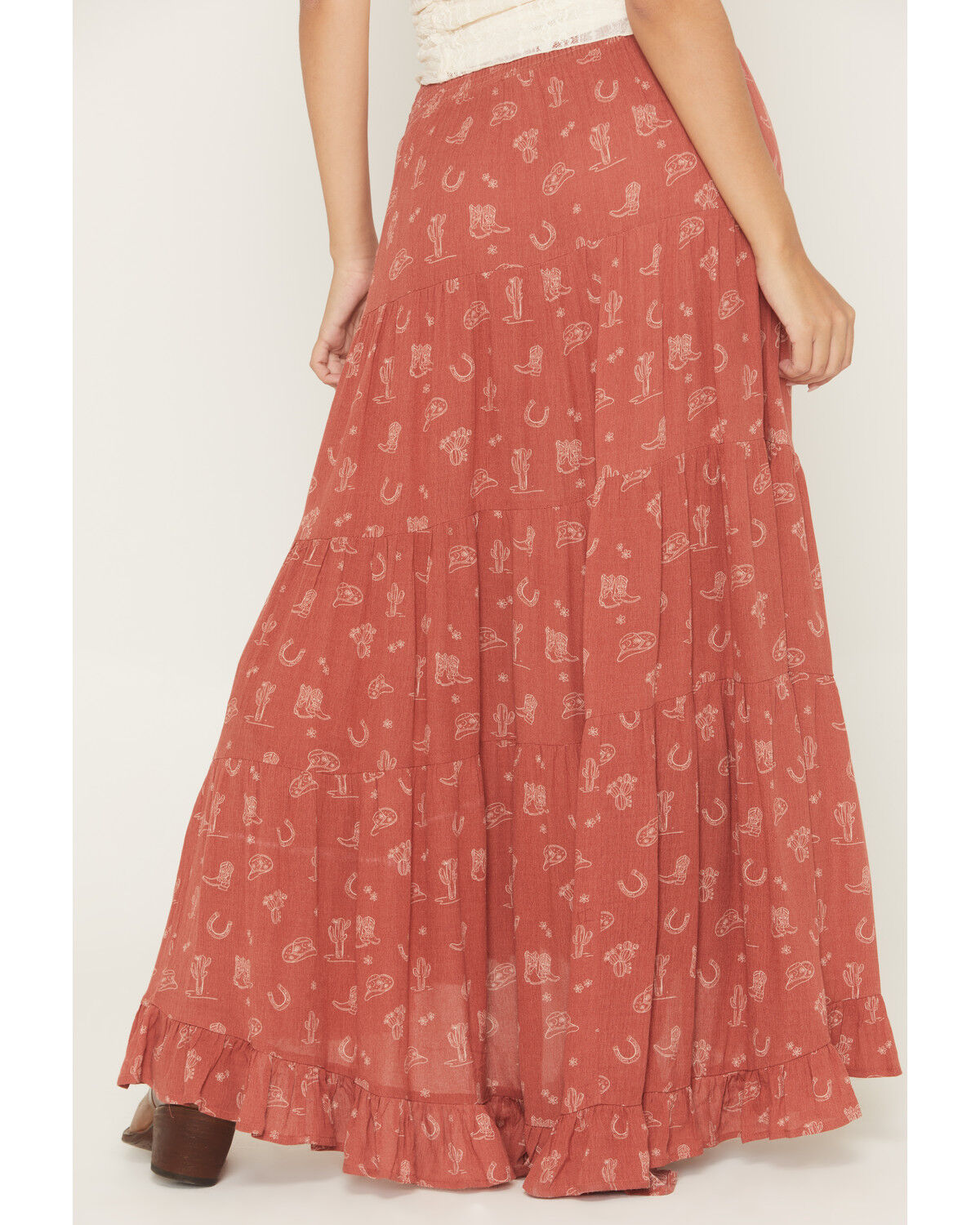 Image #4 - Wild Moss Women's Western Conversation Print High-Low Skirt, Rust Copper, hi-res