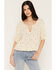 Image #1 - Wild Moss Women's Ditsy Floral Print Short Sleeve Shirt, Cream, hi-res
