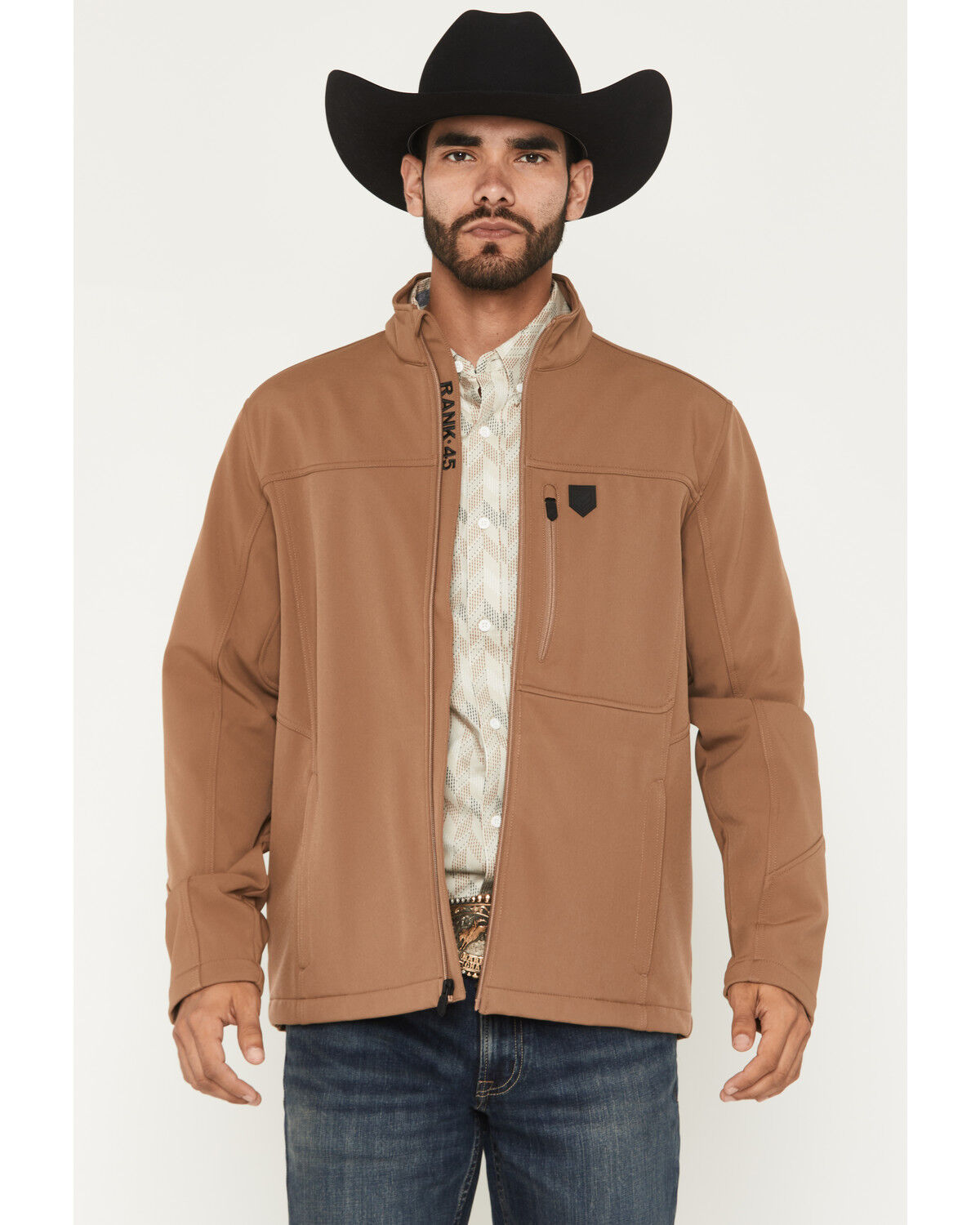 RANK 45&reg; Men's Richwood Solid Softshell Jacket, Lt Brown, hi-res