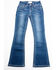 Image #1 - Shyanne Girls' Medium Wash Swirl Floral Embroidered Bootcut Jeans, Blue, hi-res