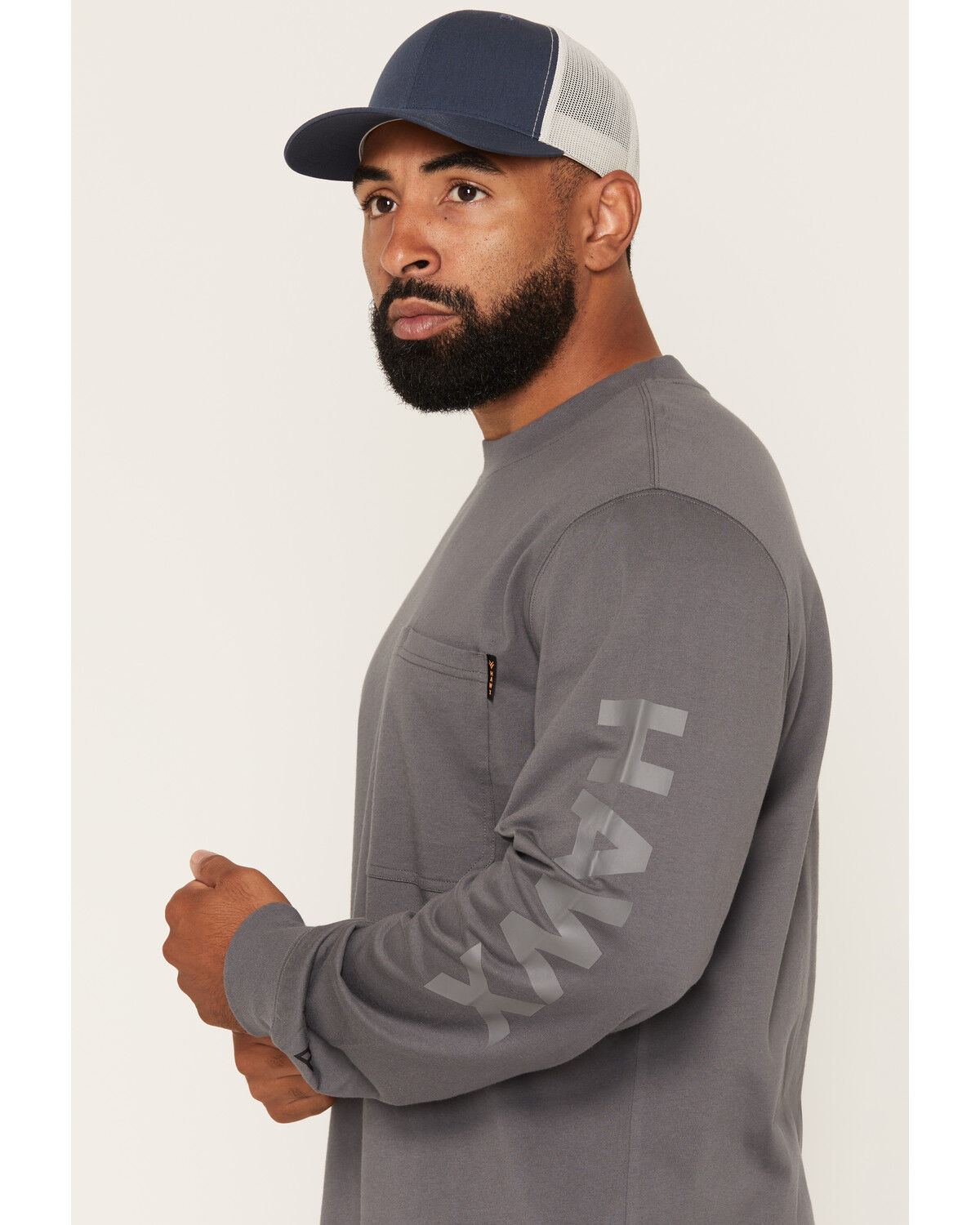 Image #2 - Hawx Men's Logo Graphic Long Sleeve Work T-Shirt, Charcoal, hi-res