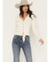 Image #1 - Shyanne Women's Lace Trim Tie-Front Long Sleeve Top, Cream, hi-res