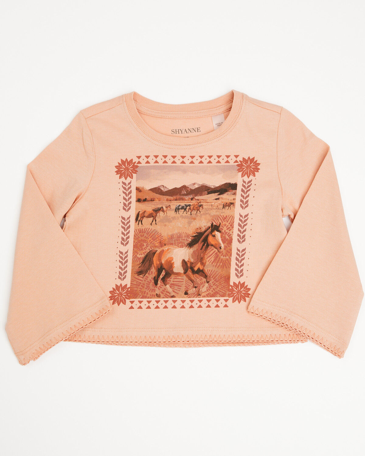 Image #1 - Shyanne Toddler Girls' Molly 3/4 Bell Sleeve Graphic Tee, Mauve, hi-res