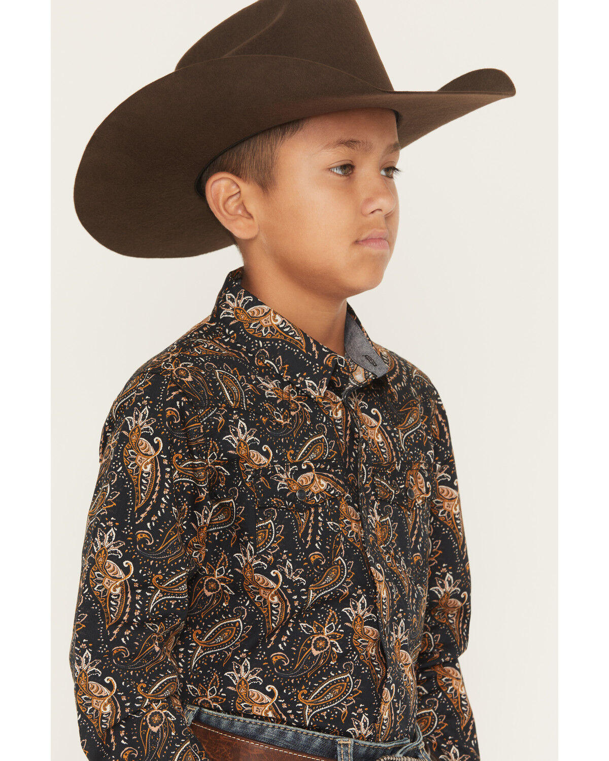 Image #2 - Cody James Men's Canyon Rider Paisley Print Long Sleeve Snap Western Shirt, Navy, hi-res