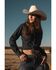 Image #1 - Shyanne Women's Bella Dark Wash Denim Long Sleeve Button-Down Stretch Western Shirt, Dark Wash, hi-res