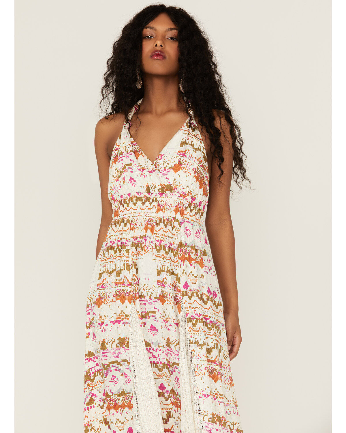 Image #1 - Shyanne Women's Abstract Southwestern Halter Top Maxi Dress, Fuchsia, hi-res