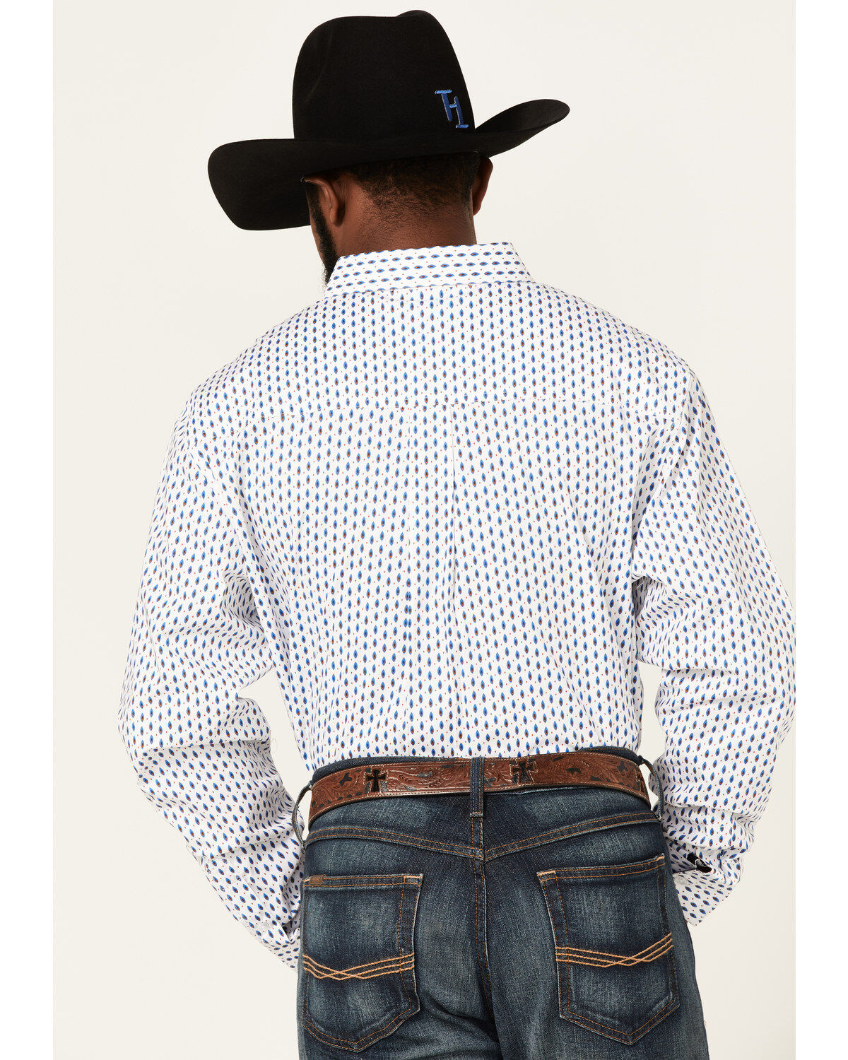 Image #2 - RANK 45&reg; Men's Trained Geo Print Long Sleeve Button-Down Western Shirt, White, hi-res