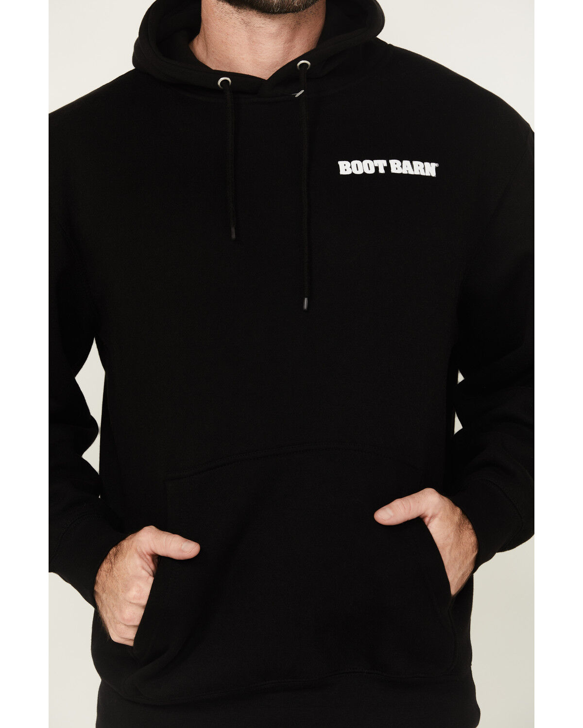 Image #3 - Boot Barn Men's Logo Graphic Hooded Sweatshirt, Black, hi-res