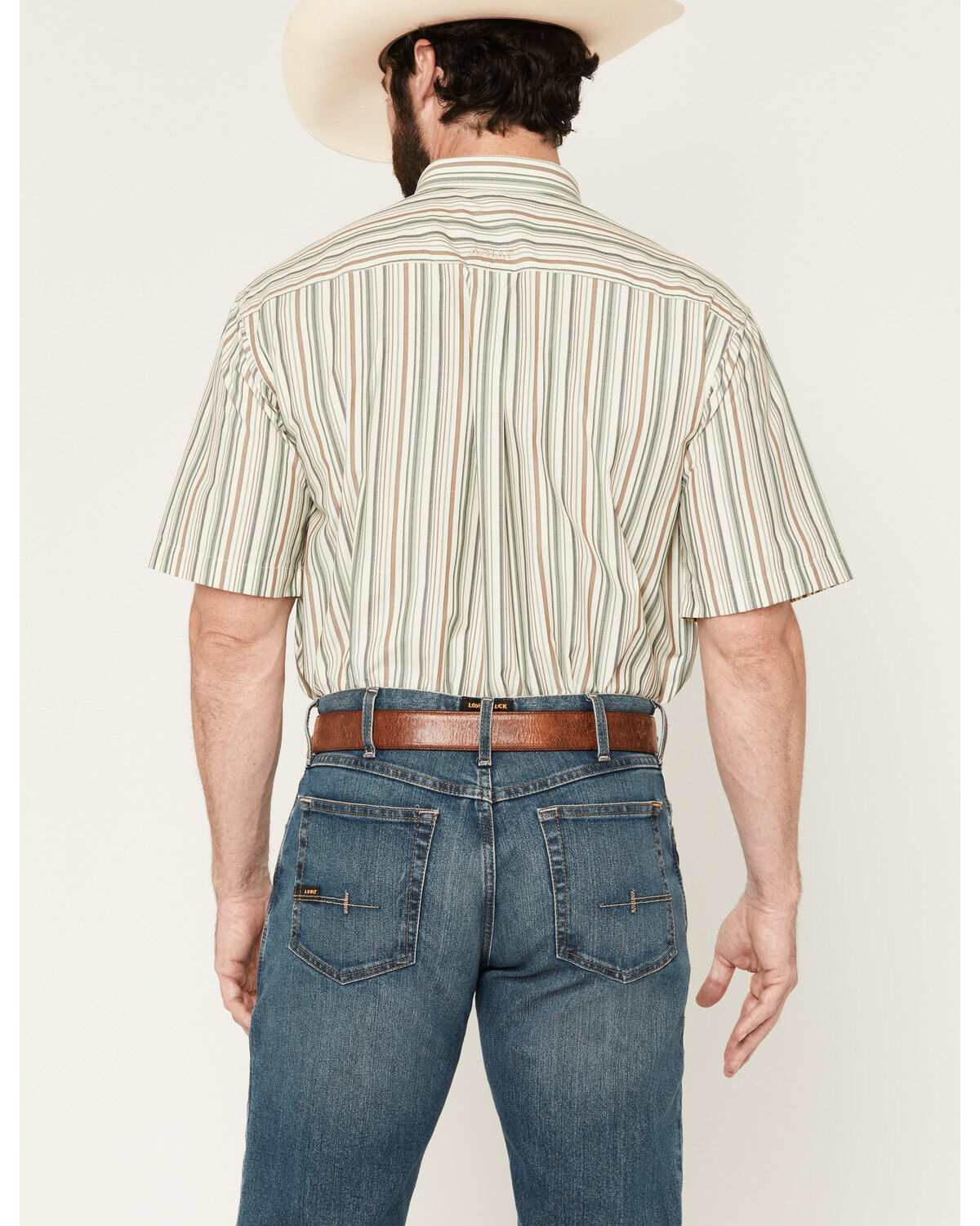 Image #4 - Ariat Men's Pro Series Stevie Striped Print Short Sleeve Button-Down Western Shirt, White, hi-res