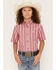 Image #1 - Ariat Boys' Pro Series Bobby Striped Short Sleeve Button-Down Western Shirt, Red, hi-res