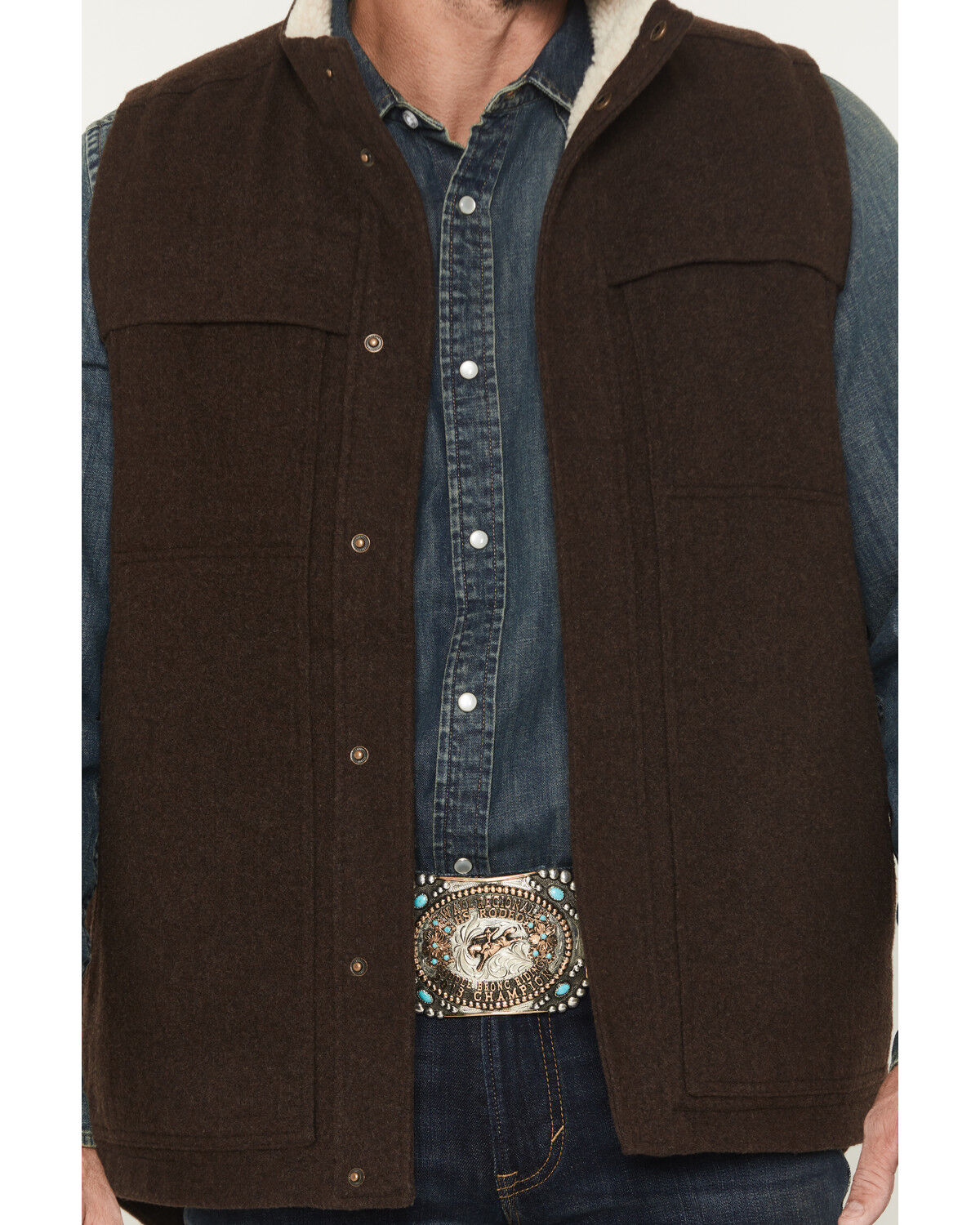 Image #3 - Cody James Men's Miller Sherpa Lined Wool Vest, Brown, hi-res