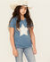 Image #1 - Rock & Roll Denim Girls' Star Short Sleeve Graphic Tee, Blue, hi-res