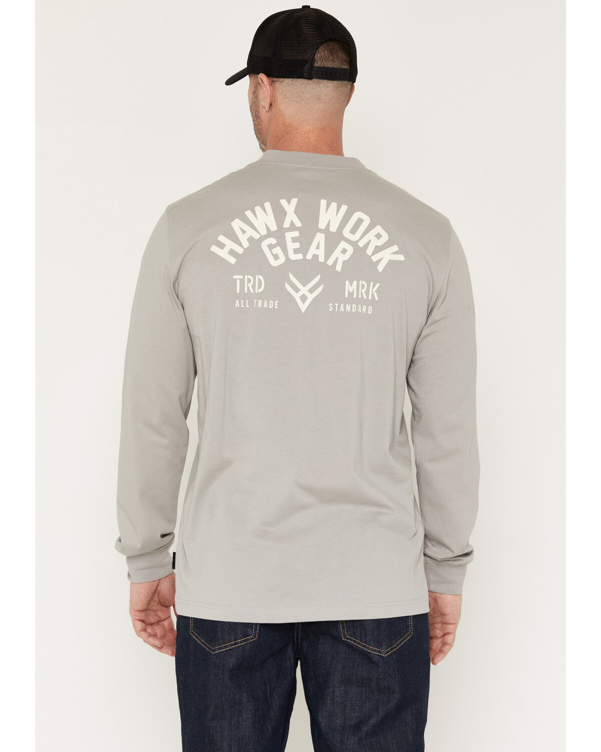 Hawx Men's Standard Graphic Long Sleeve Work T-Shirt, Light Grey, hi-res