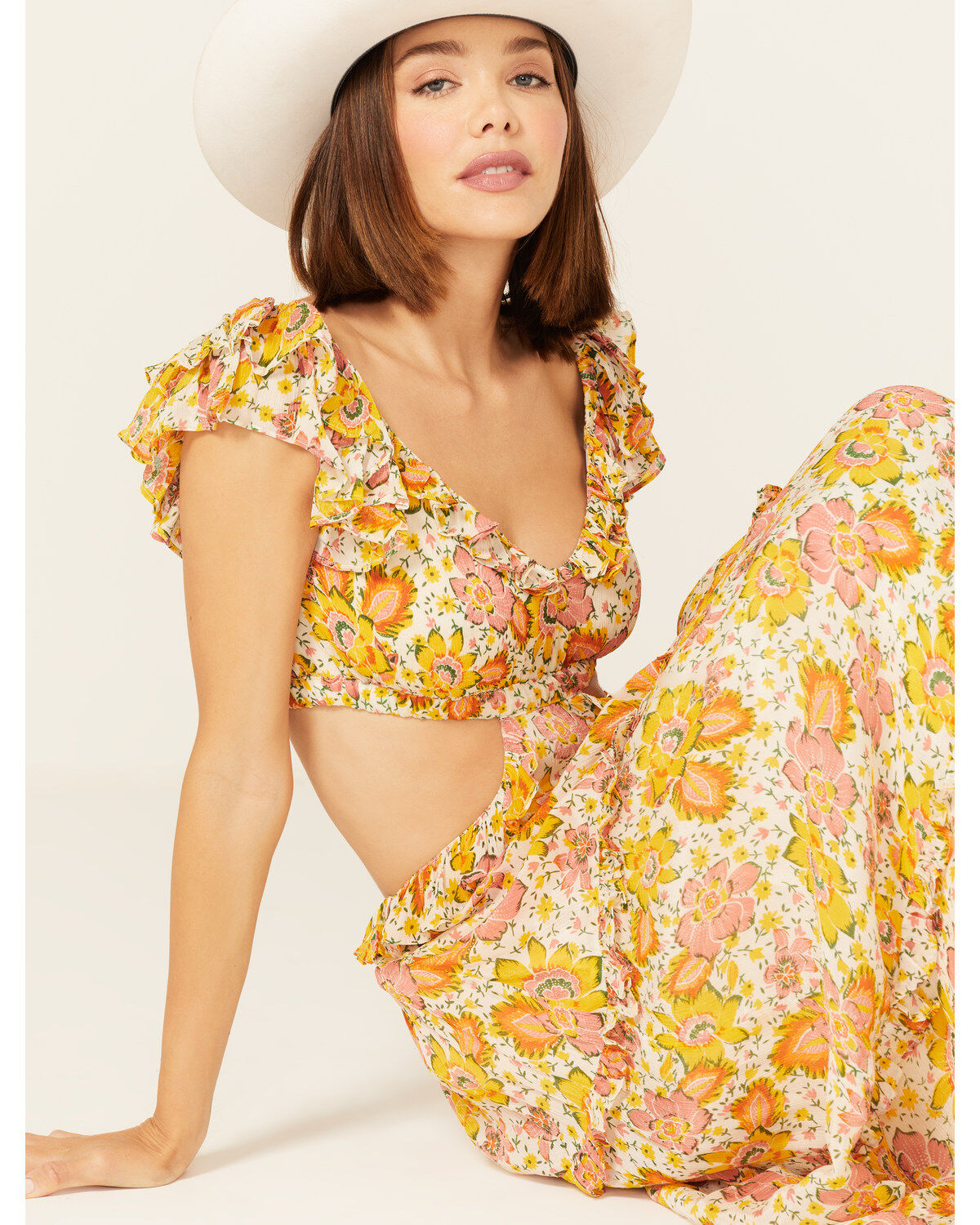 Image #1 - Cleobella Women's Floral Print Ruffle Clara Maxi Dress, Multi, hi-res