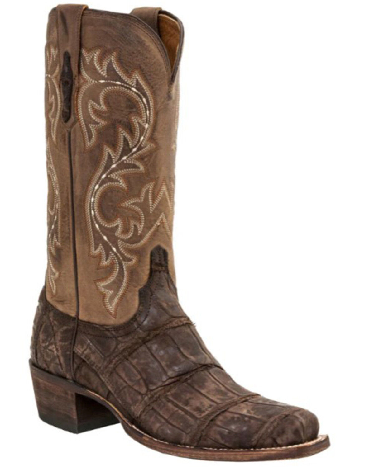 Image #2 - Lucchese Men's Handmade Burke Alligator Western Boots - Square Toe, Chocolate, hi-res