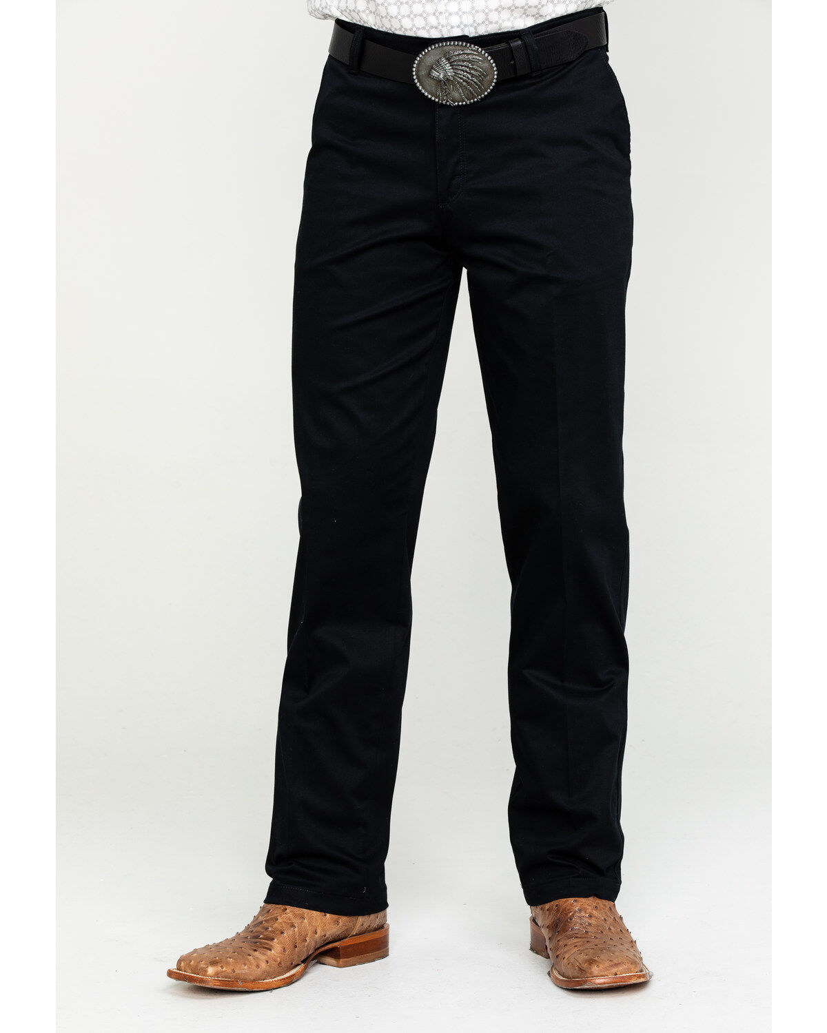 Wrangler Men's Casual Flat Front Western Pants, Black, hi-res