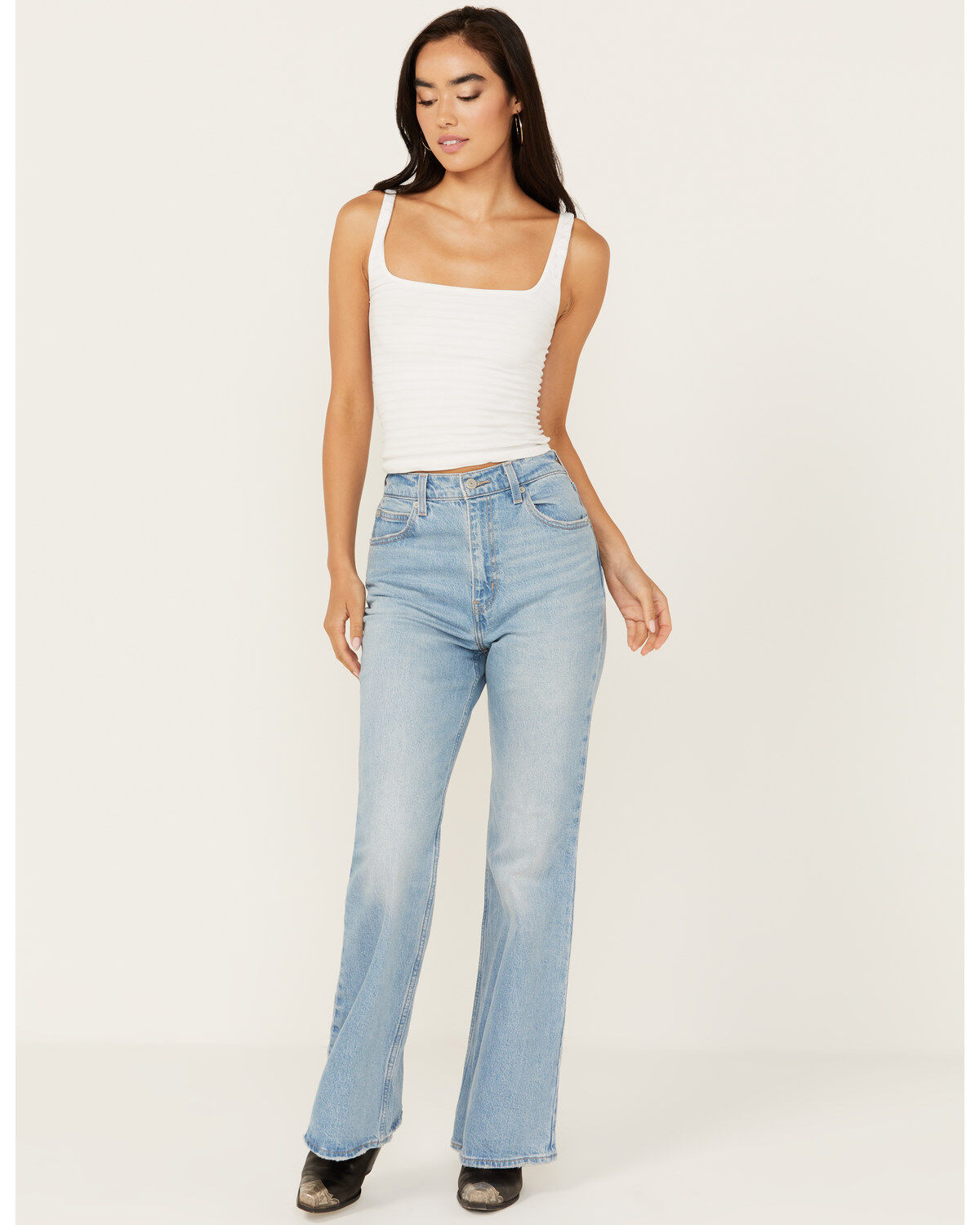 Levi's Premium Women's Light Wash 70s High Rise Stretch Flare Jeans, Light Wash, hi-res
