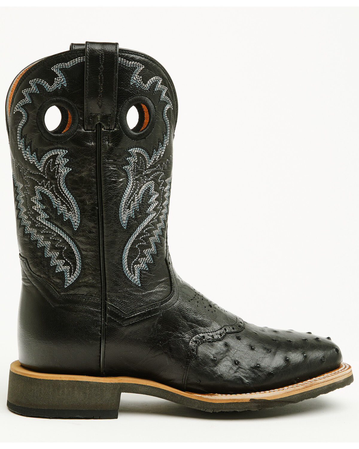 Image #2 - Dan Post Men's Exotic Full Quill Ostrich Martel Western Boots - Broad Square Toe, Black, hi-res