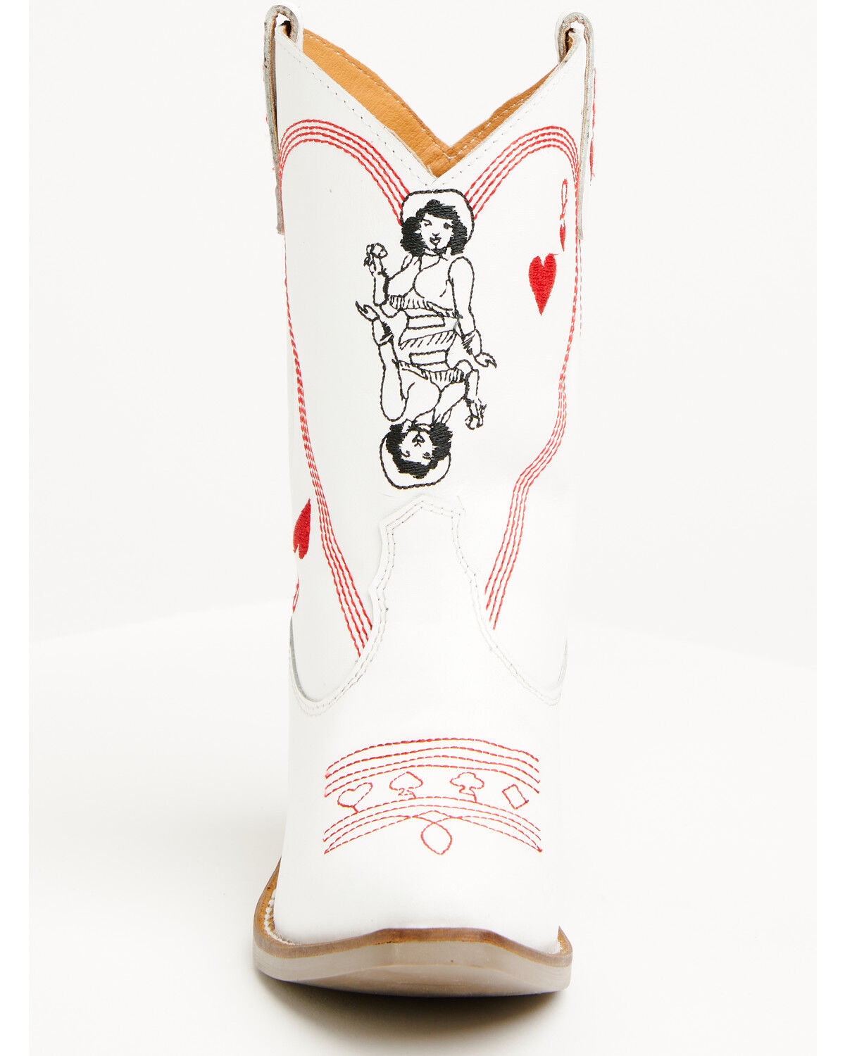 Image #4 - Dingo Girls' Queen A Hearts Western Boots - Snip Toe, White, hi-res