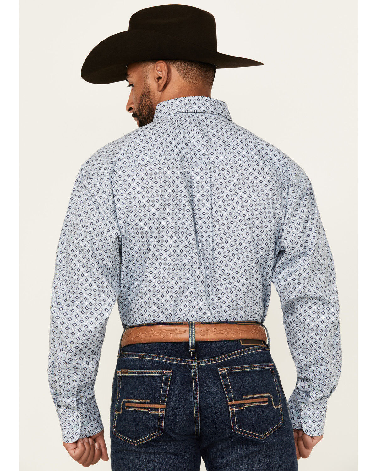 Image #4 - George Strait by Wrangler Men's Geo Print Long Sleeve Button-Down Stretch Western Shirt - Big, Blue, hi-res