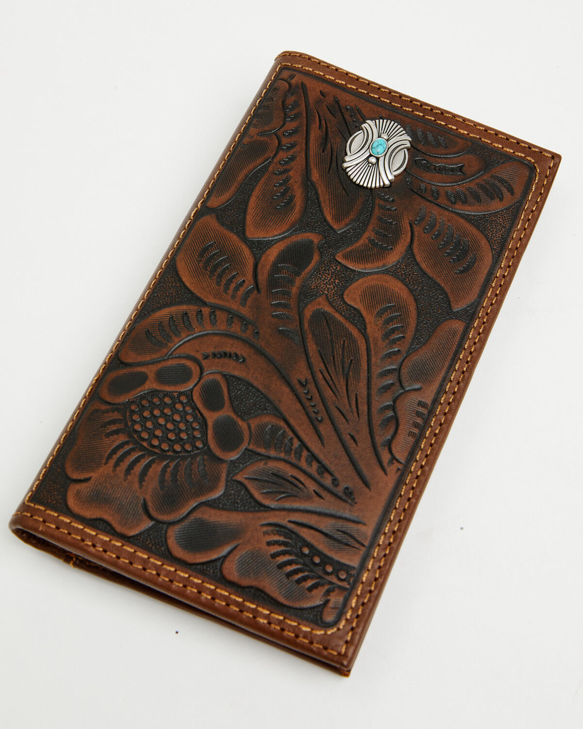 Image #1 - Cody James Men's Prescott Tooled Leather Concho Bifold Rodeo Wallet, Brown, hi-res