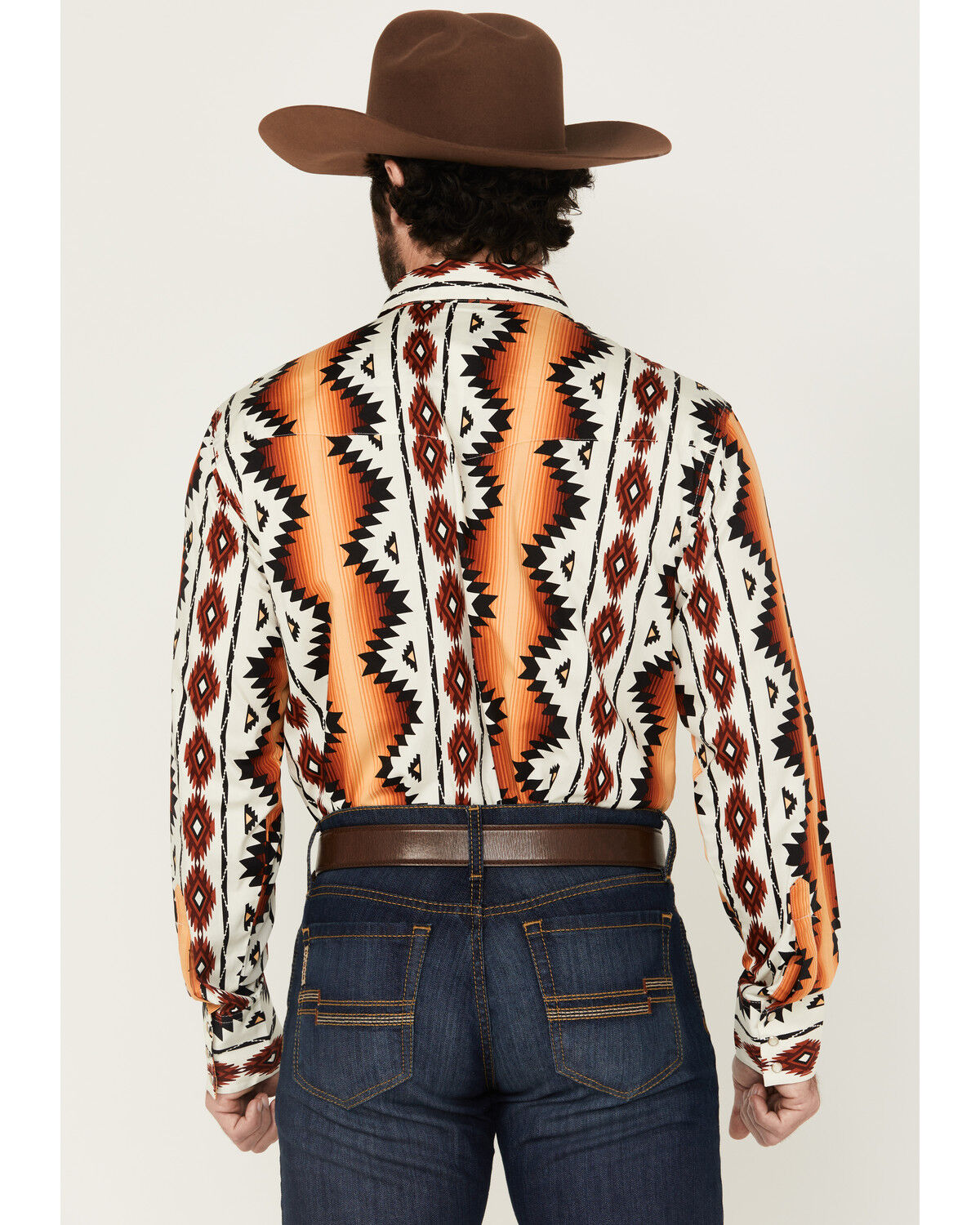 Image #4 - Wrangler Men's Checotah Southwestern Print Long Sleeve Snap Western Shirt - Tall, , hi-res