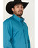 Image #2 - George Strait by Wrangler Men's Solid Long Sleeve Button-Down Stretch Western Shirt, Teal, hi-res