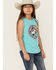 Image #2 - Rock & Roll Denim Girls' Horse Graphic Tank Top , Teal, hi-res