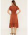Image #4 - Shyanne Women's Savina Flutter Sleeve Smocked Midi Dress, Brown, hi-res