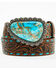 Image #3 - Shyanne Women's Sedona Turquoise Stone Buckle Whipstitch Leather Belt , Brown, hi-res