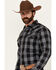 Image #2 - Cody James Men's Irving Plaid Print Long Sleeve Snap Western Shirt, Navy, hi-res