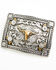 Image #1 - Cody James Long Horn Border Belt Buckle, Silver, hi-res