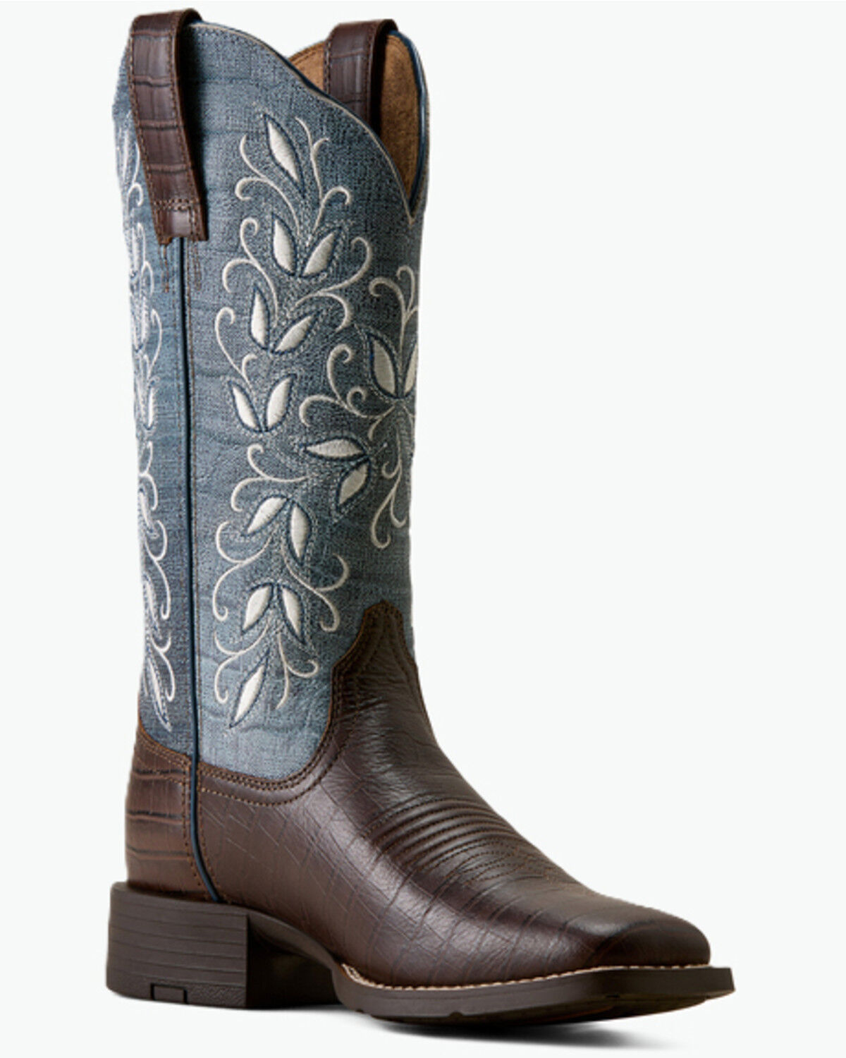 Image #1 - Ariat Women's Round Up Holly Crocodile Print Performance Western Boots - Broad Square Toe, , hi-res