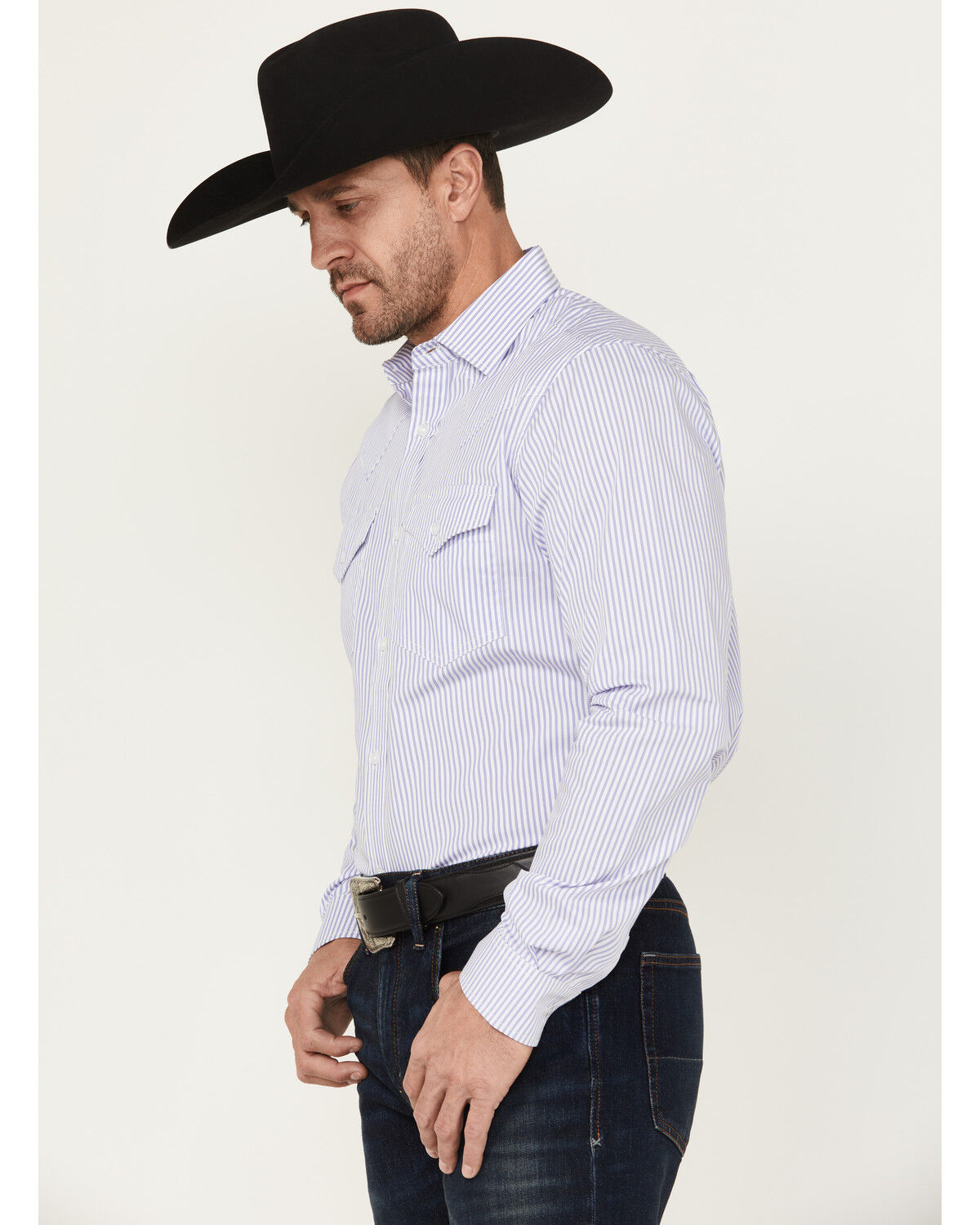 Image #2 - Cody James Black 1978&reg; Men's Condor Striped Print Long Sleeve Button-Down Western Shirt, Light Blue, hi-res