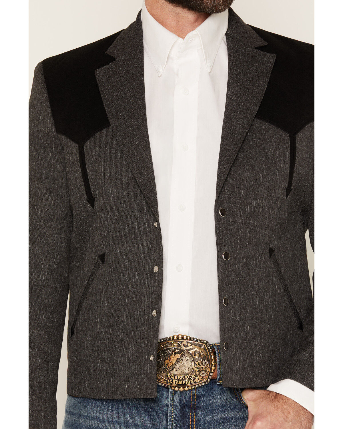 Image #3 - Circle S Men's Denali Snap Cropped Sportcoat, Charcoal, hi-res