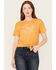 Image #1 - Shyanne Women's Cowboy Take Me Away Short Sleeve Tie-Front Tee, Gold, hi-res