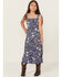 Image #1 - Cotton & Rye Girls' Floral Print Button-Down Maxi Dress, Blue, hi-res