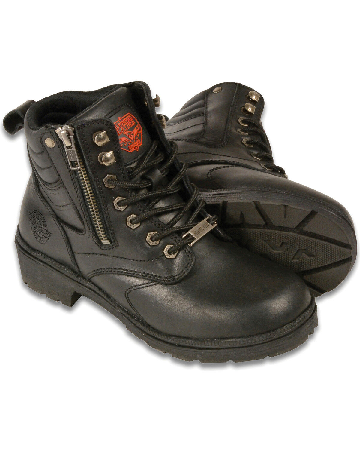 Image #1 - Milwaukee Leather Women's Side Zipper Boots - Round Toe - Wide, Black, hi-res